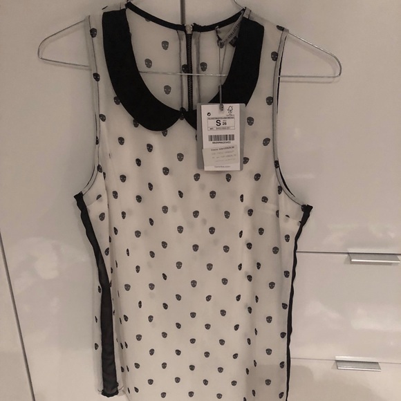 Bershka Tops - 💀Bershka Skull Black & White Sheer Top NWT💀